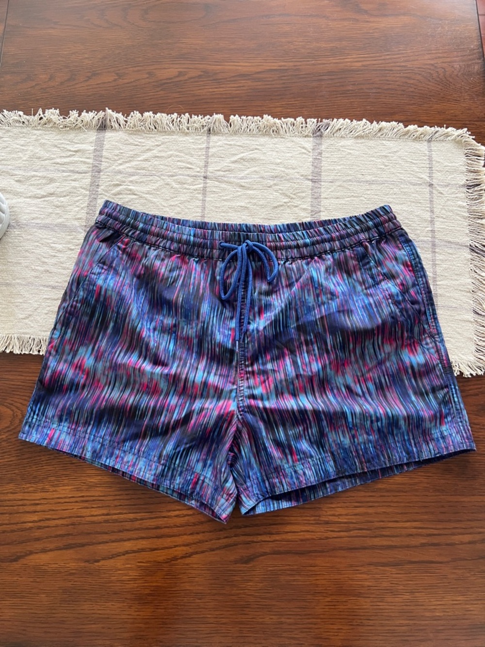 Women's Blue-Purple Patterned Drawstring Shorts
